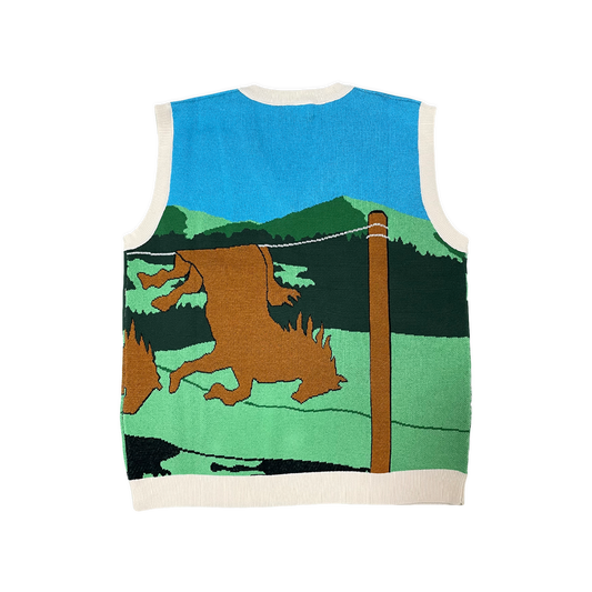 Knitted Pupik vest with an all-over landscape design
