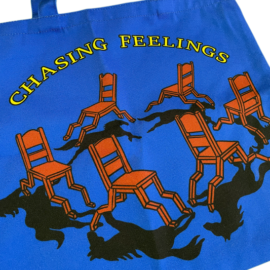 chasing feelings blue tote bag