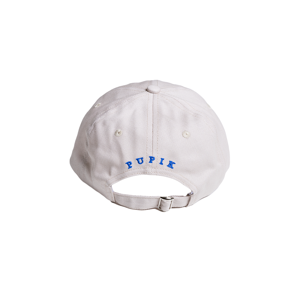 White cap with 'PUPiK' logo on a white background
