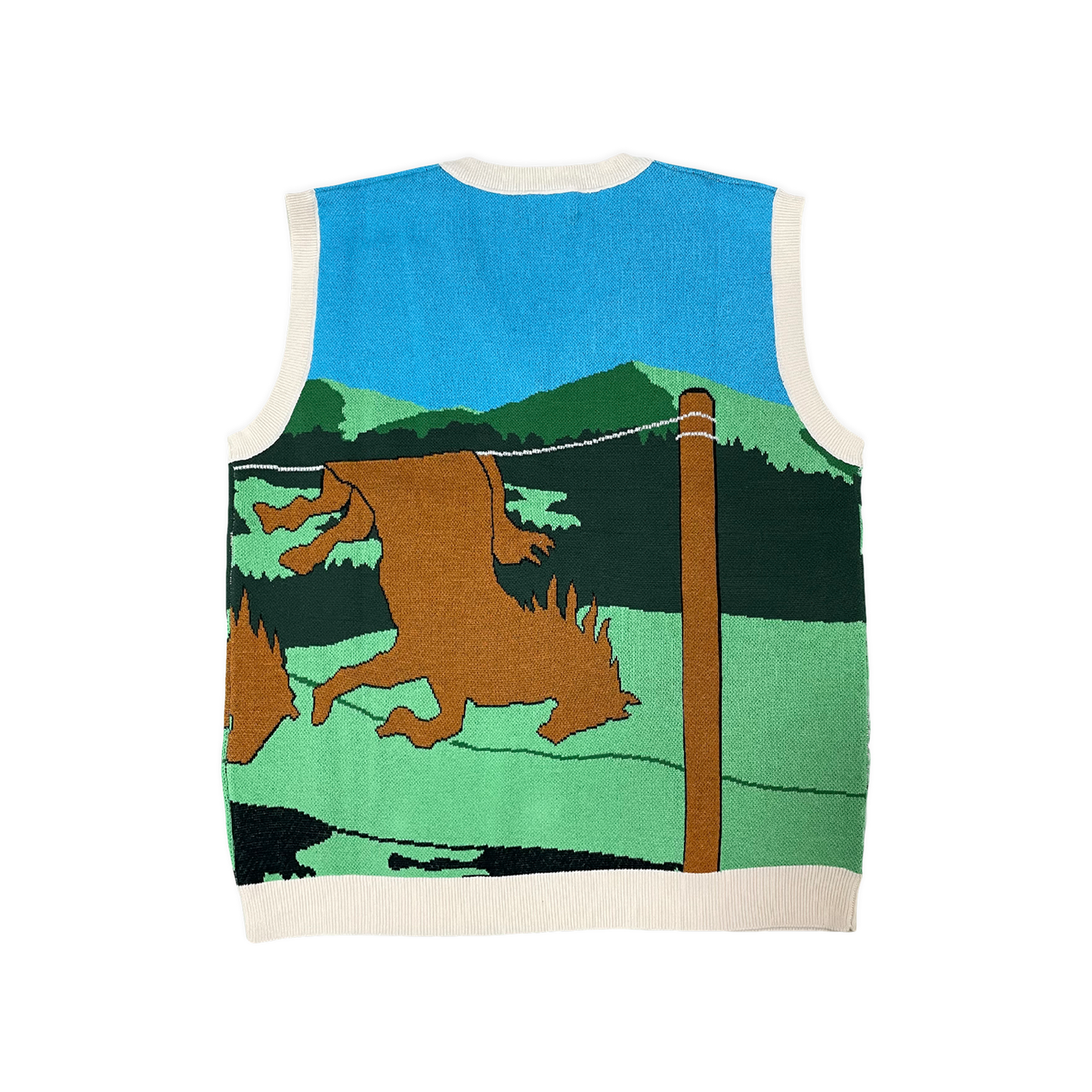 Knitted Pupik vest with an all-over landscape design