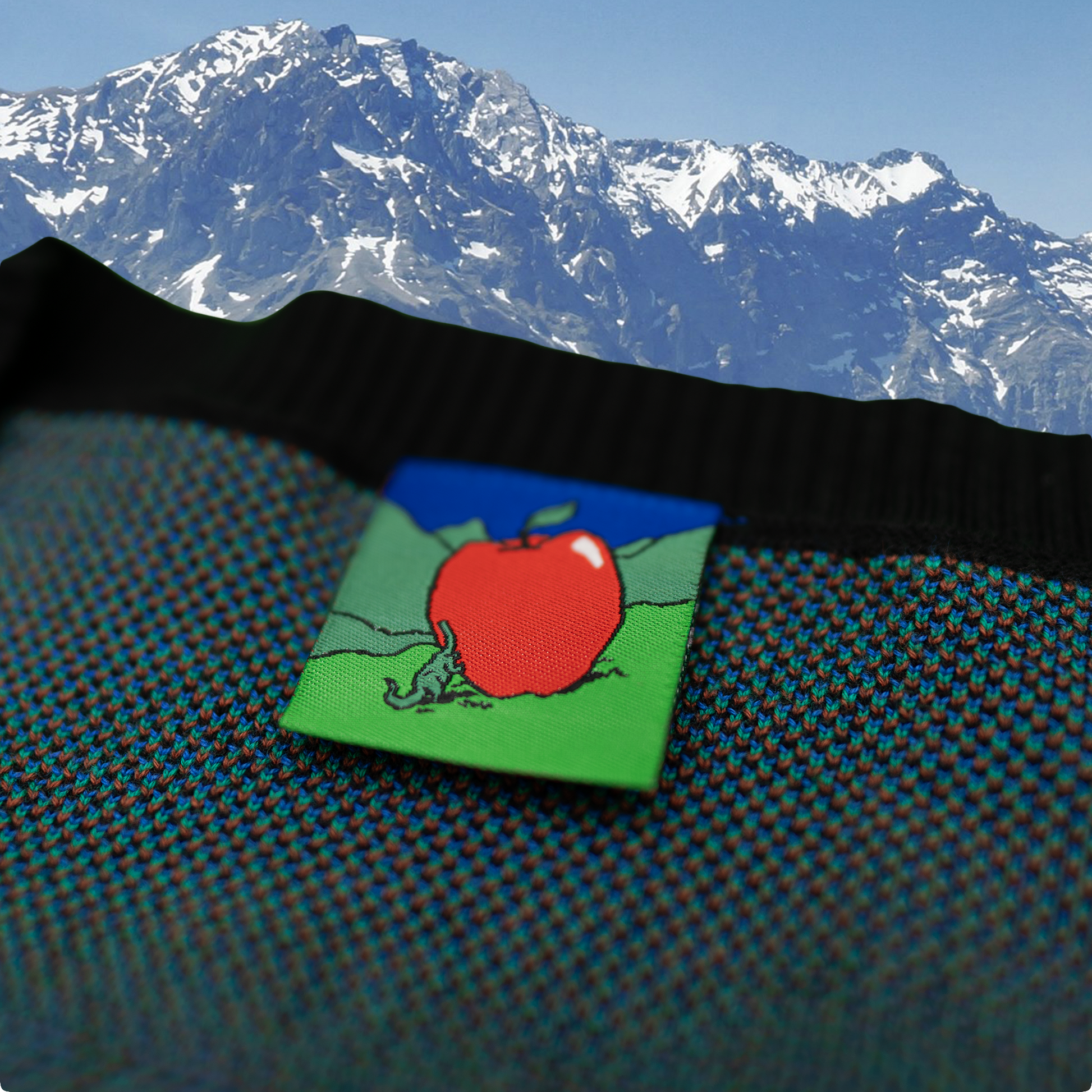 Pupik Overthinking knitted vest in black with front and back knit graphics.