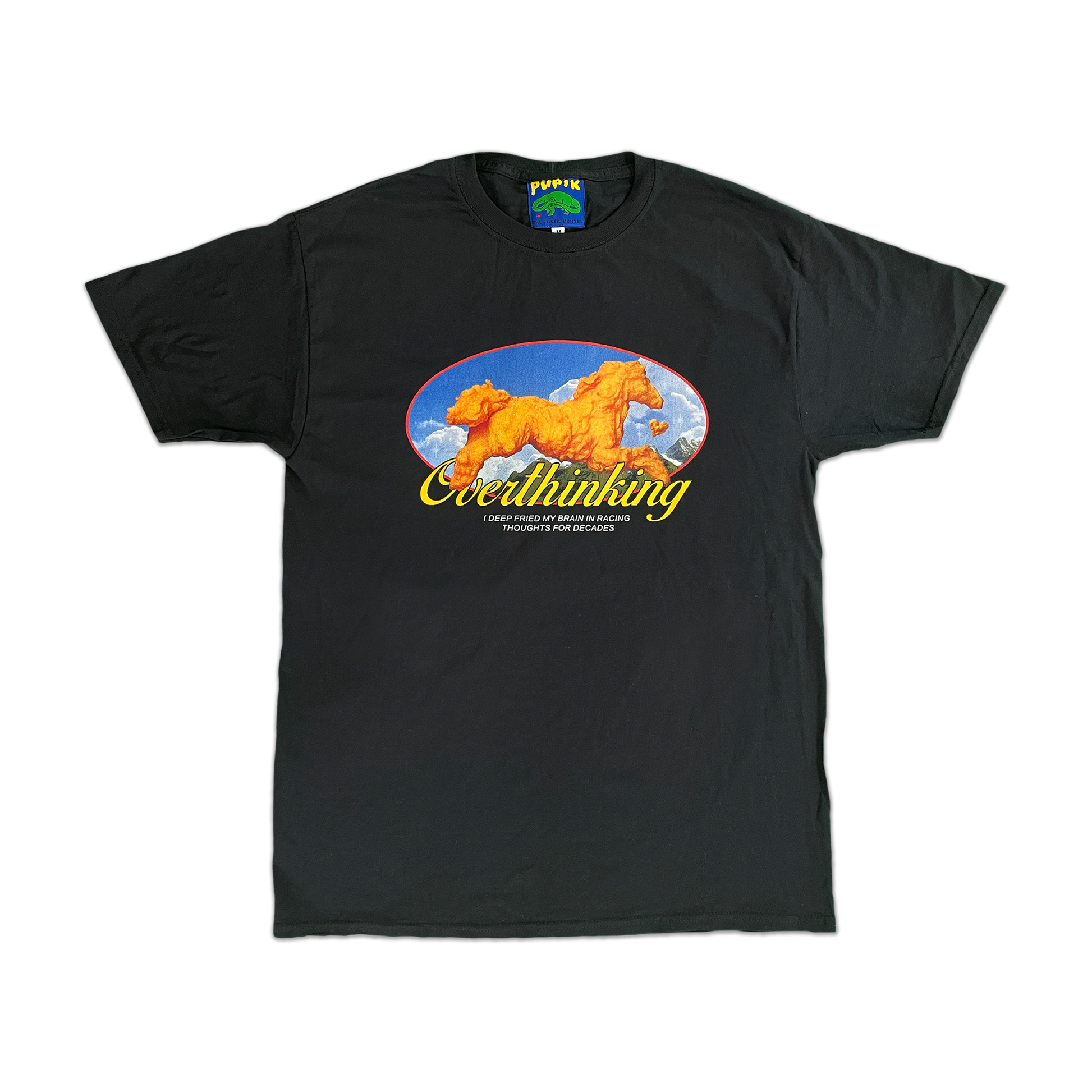 Pupik Racing Thoughts T-Shirt — front graphic in black.